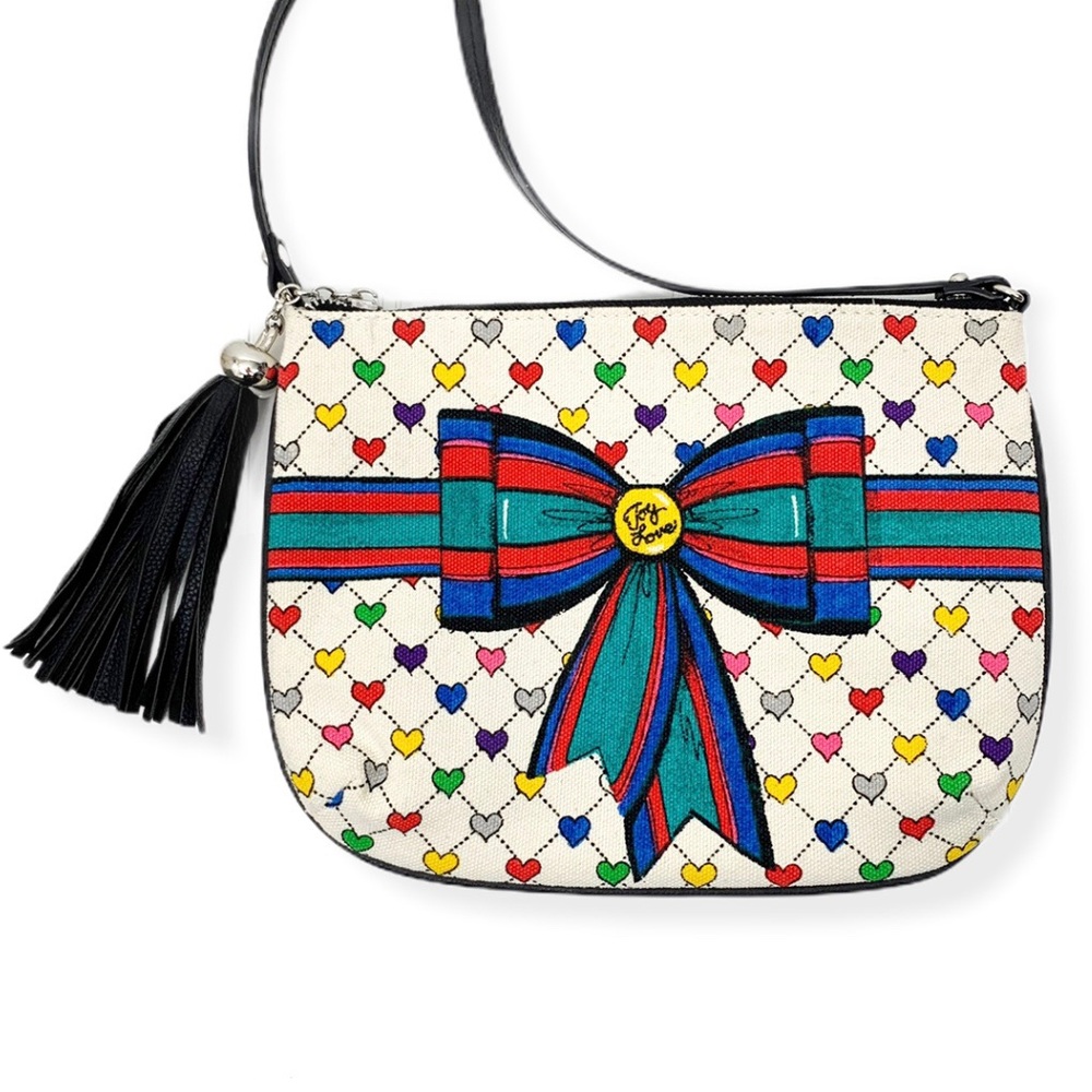 Brighton Retro Love & Joy Heart and Bow Crossbody Pouch Purse